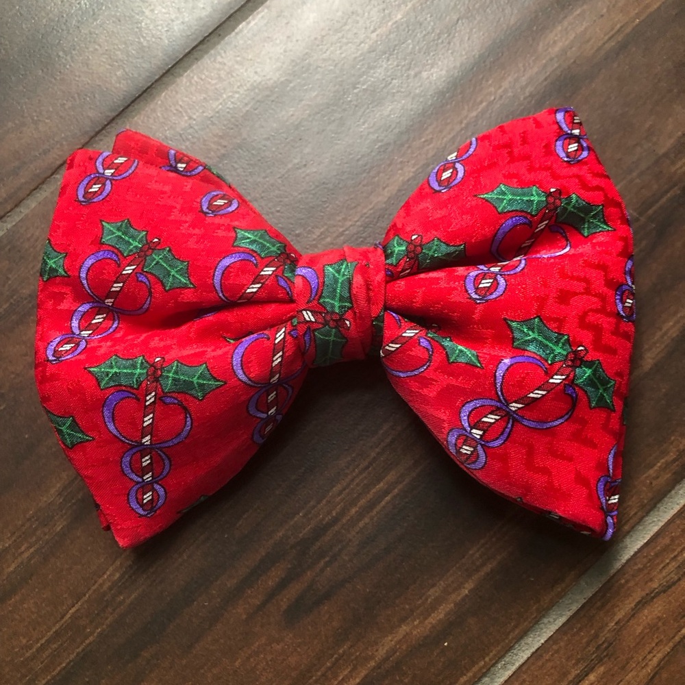 Christmas Silk Bow Tie for Doctors Nurses, Caduceus Print